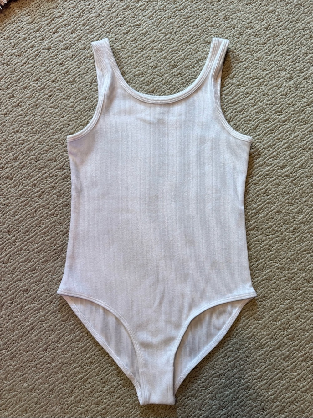 abercrombie kids White Ribbed Tank Bodysuit